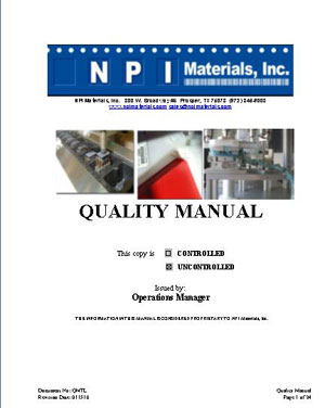 Quality Manual Cover Page